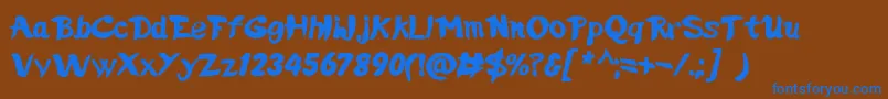 フォントUnAmericanoAParigi – 茶色の背景に青い文字
