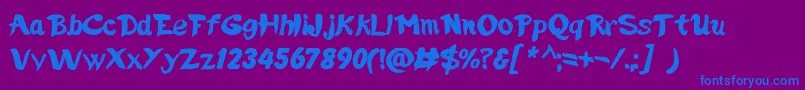 フォントUnAmericanoAParigi – 紫色の背景に青い文字