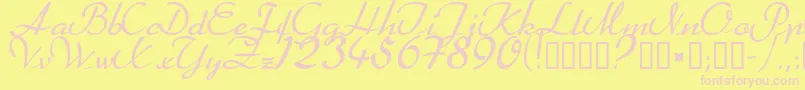 Heather ffy-Schriftart – Rosa Schriften auf gelbem Hintergrund