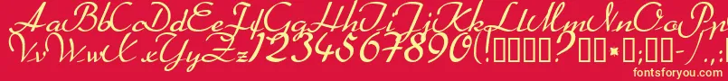 Heather ffy Font – Yellow Fonts on Red Background