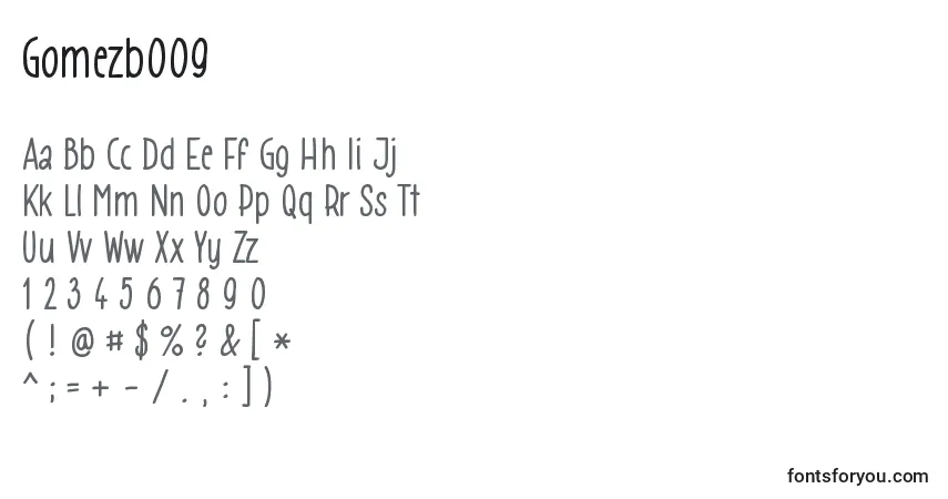 Шрифт Gomezb009 – алфавит, цифры, специальные символы
