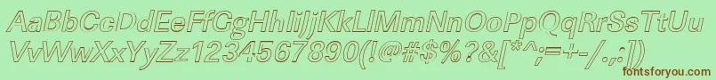 LinearouMediumItalic Font – Brown Fonts on Green Background