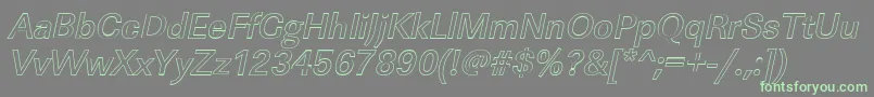 フォントLinearouMediumItalic – 灰色の背景に緑のフォント