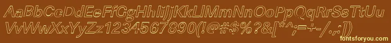 LinearouMediumItalic Font – Yellow Fonts on Brown Background