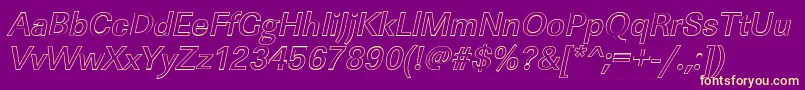 Fonte LinearouMediumItalic – fontes amarelas em um fundo roxo