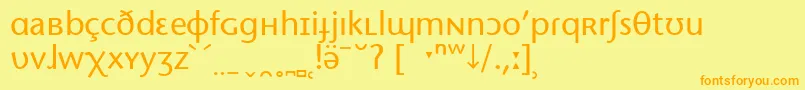 フォントStoneSansPhoneticIpa – オレンジの文字が黄色の背景にあります。