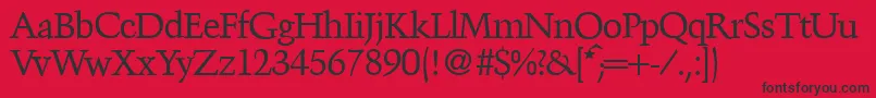 TroubadourRegularDb-Schriftart – Schwarze Schriften auf rotem Hintergrund