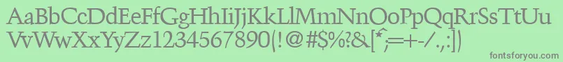 TroubadourRegularDb-Schriftart – Graue Schriften auf grünem Hintergrund