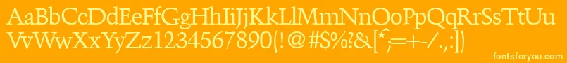 fuente TroubadourRegularDb – Fuentes Amarillas Sobre Fondo Naranja