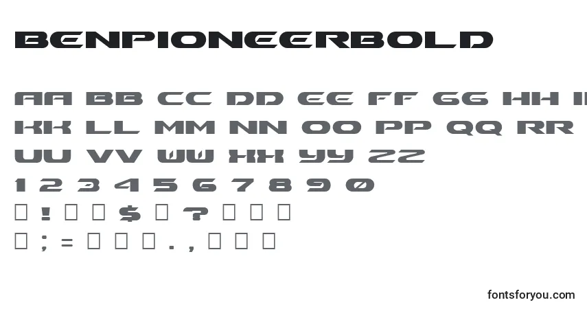 Schriftart BenPioneerBold – Alphabet, Zahlen, spezielle Symbole
