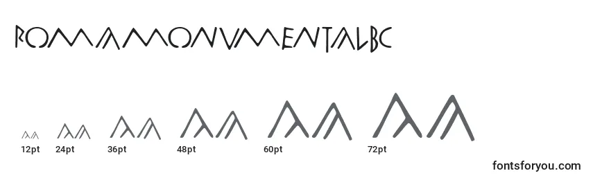 Размеры шрифта Romamonumentalbc