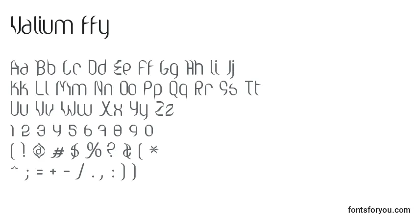 Шрифт Valium ffy – алфавит, цифры, специальные символы