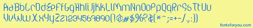 Valium ffy-Schriftart – Blaue Schriften auf gelbem Hintergrund