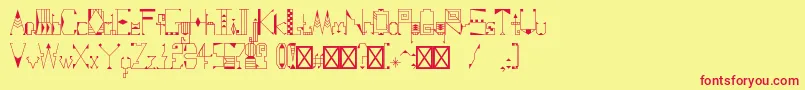 FareastmovementRegular-Schriftart – Rote Schriften auf gelbem Hintergrund