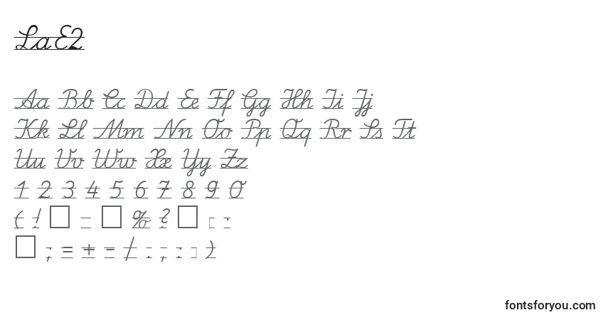A fonte LaE2 – alfabeto, números, caracteres especiais