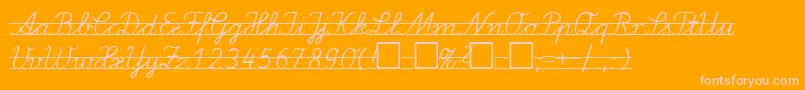 LaE2-Schriftart – Rosa Schriften auf orangefarbenem Hintergrund