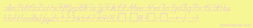 LaE2-Schriftart – Rosa Schriften auf gelbem Hintergrund