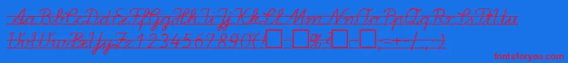 LaE2-Schriftart – Rote Schriften auf blauem Hintergrund