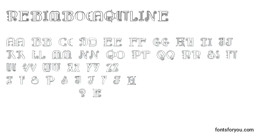 Schriftart RebimbocaOutline – Alphabet, Zahlen, spezielle Symbole
