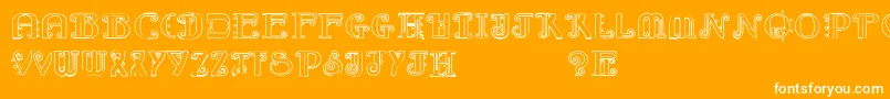 RebimbocaOutline-Schriftart – Weiße Schriften auf orangefarbenem Hintergrund