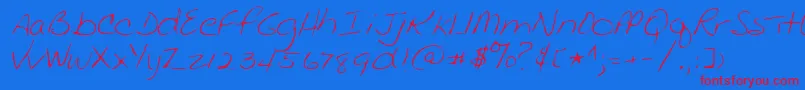 Lehn136-Schriftart – Rote Schriften auf blauem Hintergrund