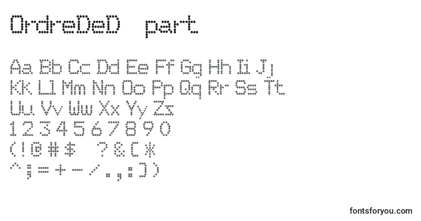 Schriftart OrdreDeDРІpart – Alphabet, Zahlen, spezielle Symbole