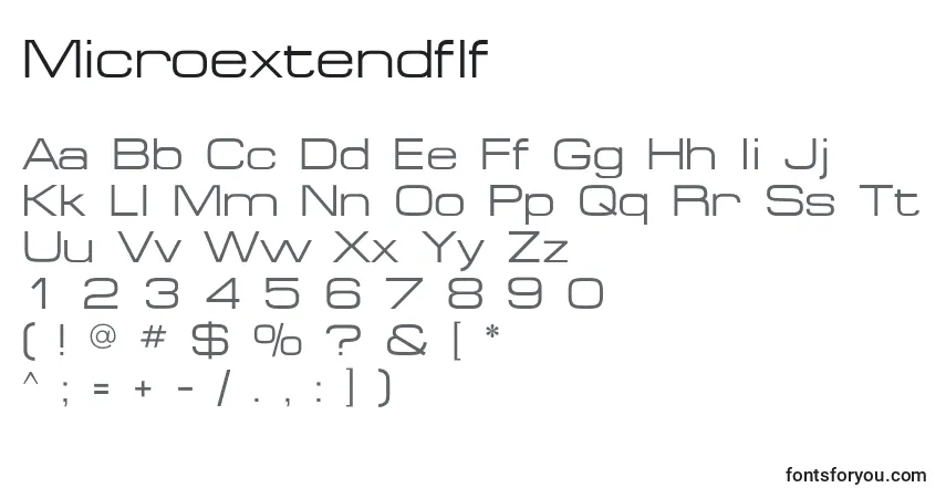 Schriftart Microextendflf – Alphabet, Zahlen, spezielle Symbole