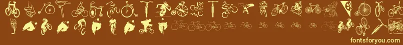 Cycling ffy-Schriftart – Gelbe Schriften auf braunem Hintergrund