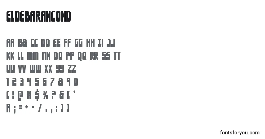 A fonte Eldebarancond – alfabeto, números, caracteres especiais