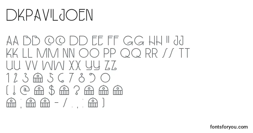 A fonte DkPaviljoen – alfabeto, números, caracteres especiais