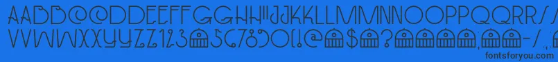 DkPaviljoen Font – Black Fonts on Blue Background