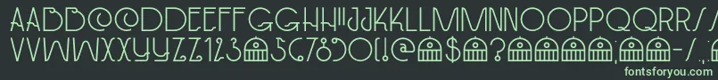 フォントDkPaviljoen – 黒い背景に緑の文字