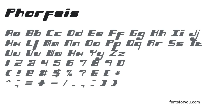 Phorfeis font – alphabet, numbers, special characters