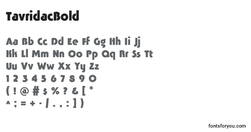 A fonte TavridacBold – alfabeto, números, caracteres especiais