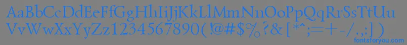 Weitere Informationen zur GoudyoldRegular-Schriftart GoudyoldRegular-Schriftart – Blaue Schriften auf grauem Hintergrund