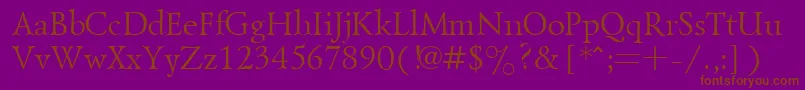 GoudyoldRegular-Schriftart – Braune Schriften auf violettem Hintergrund