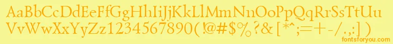 GoudyoldRegular-Schriftart – Orangefarbene Schriften auf gelbem Hintergrund