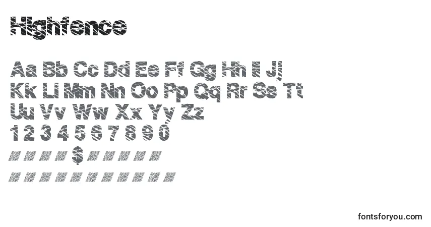 Шрифт Highfence – алфавит, цифры, специальные символы