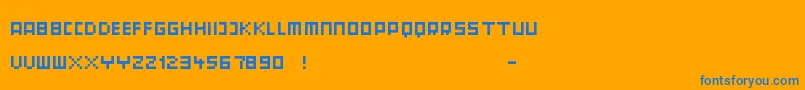 Orphan-Schriftart – Blaue Schriften auf orangefarbenem Hintergrund