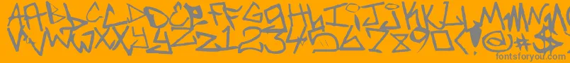 Newunicodefont-Schriftart – Graue Schriften auf orangefarbenem Hintergrund