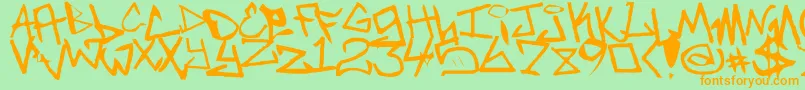 Fonte Newunicodefont – fontes laranjas em um fundo verde