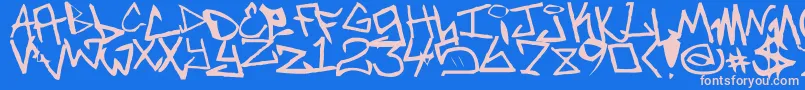 Newunicodefont-Schriftart – Rosa Schriften auf blauem Hintergrund