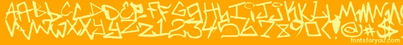 Newunicodefont-Schriftart – Gelbe Schriften auf orangefarbenem Hintergrund