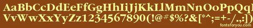GaramondattBold-fontti – keltaiset fontit ruskealla taustalla