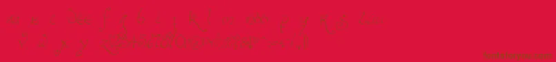 BilboHandFine-Schriftart – Braune Schriften auf rotem Hintergrund