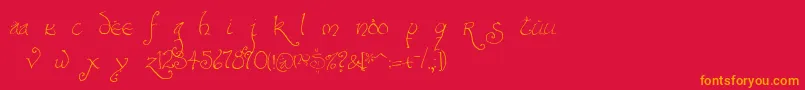 フォントBilboHandFine – 赤い背景にオレンジの文字