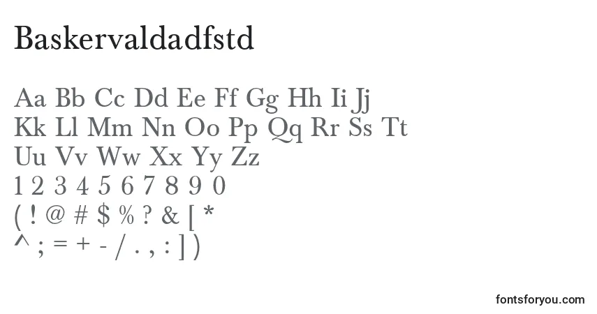 Czcionka Baskervaldadfstd – alfabet, cyfry, specjalne znaki