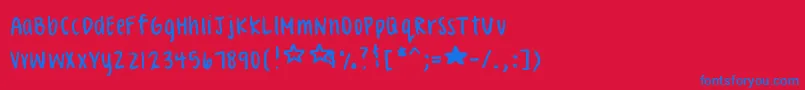 フォントCelesteHand – 赤い背景に青い文字