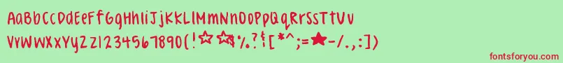 CelesteHand Font – Red Fonts on Green Background