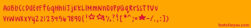 CelesteHand Font – Red Fonts on Orange Background